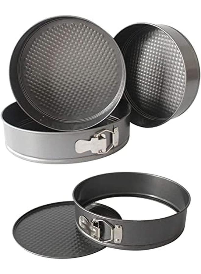 إي سي في في علب كعكة سبرينغفورم مع قاعدة فضفاضة غير قابلة للالتصاق، علب خبز عالية الجودة سريعة الفك للكعك الإسفنجي الناعم، كعكة الجبن وكعك الفاكهة، مجموعة صينية الكيك بالفرن باللون الرمادي 3 قطع. - Image 2