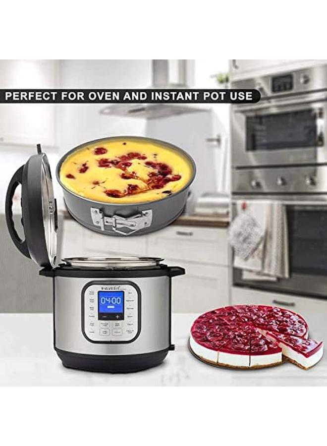 إي سي في في علب كعكة سبرينغفورم مع قاعدة فضفاضة غير قابلة للالتصاق، علب خبز عالية الجودة سريعة الفك للكعك الإسفنجي الناعم، كعكة الجبن وكعك الفاكهة، مجموعة صينية الكيك بالفرن باللون الرمادي 3 قطع. - Image 3