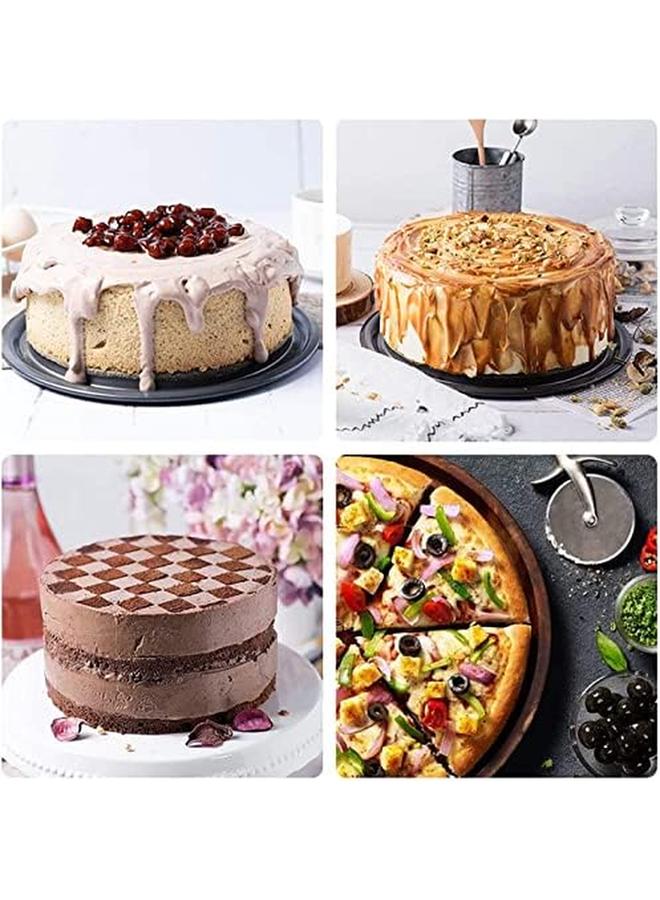 إي سي في في علب كعكة سبرينغفورم مع قاعدة فضفاضة غير قابلة للالتصاق، علب خبز عالية الجودة سريعة الفك للكعك الإسفنجي الناعم، كعكة الجبن وكعك الفاكهة، مجموعة صينية الكيك بالفرن باللون الرمادي 3 قطع. - Image 4