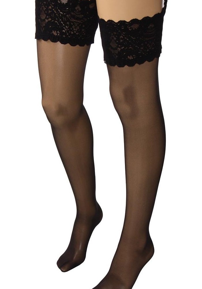 Wolford Women's Satin Touch 20 Stay-up Tights in Black, Size L - Image 2