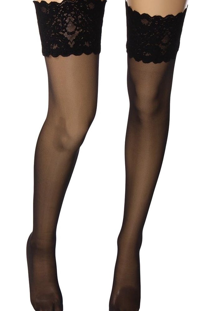 Wolford Women's Satin Touch 20 Stay-up Tights in Black, Size L - Image 1