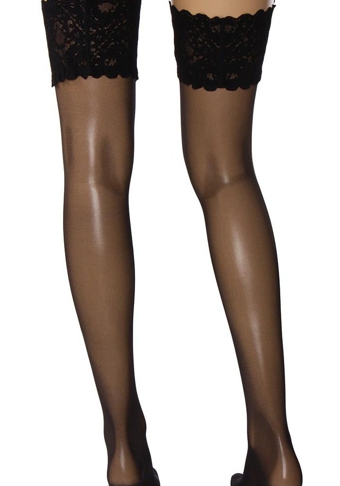 Wolford Women's Satin Touch 20 Stay-up Tights in Black, Size L - Image 3