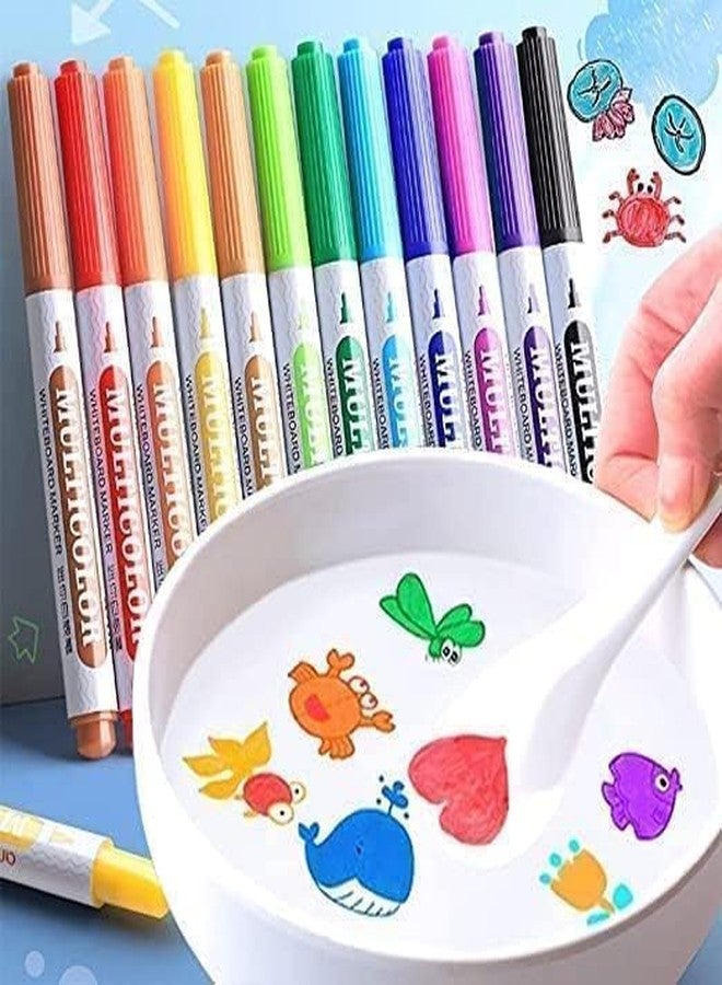 Kreative Kraft Magical Water Painting Pen, Doodle Water Floating Pens, Whiteboard Magical Water Painting Marker Pen for Girls Boys Kids Educational Toys (12 Pcs) - Image 1