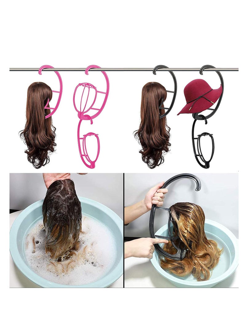 Excefore 2Pcs Wig Hanger with Hair Comb Wig Cap Set For All Wigs, Wig Holder Stand Portable Wig Dryer Collapsible Wig Display Holder Tool - Image 3