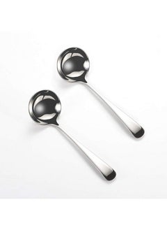 Wenkoni Wenkoni Small Soup Ladles,Sauce ladles,Gravy Soup Spoon Ladles,2 Pack SUS 304 Non-magnetic Stainless Steel 7.6" Round Ladles (Color:Silver).  - Image 1