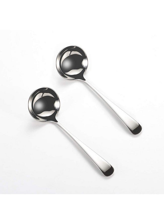 Wenkoni Small Soup Ladles,Sauce ladles,Gravy Soup Spoon Ladles,2 Pack SUS 304 Non-magnetic Stainless Steel 7.6" Round Ladles (Color:Silver). - Image 1