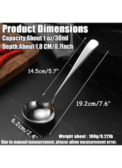 Wenkoni Wenkoni Small Soup Ladles,Sauce ladles,Gravy Soup Spoon Ladles,2 Pack SUS 304 Non-magnetic Stainless Steel 7.6" Round Ladles (Color:Silver).  - Image 2