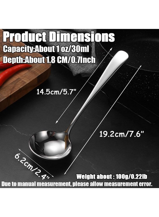 Wenkoni Small Soup Ladles,Sauce ladles,Gravy Soup Spoon Ladles,2 Pack SUS 304 Non-magnetic Stainless Steel 7.6" Round Ladles (Color:Silver). - Image 2