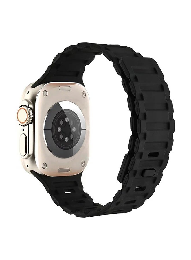 O Ozone Silicone Magnetic Band for Apple Watch 49/46/45/44/42mm, Magnet Strap with Anti-drop Buckle for iWatch Ultra SE 10 9 8 7 6 5 4 3 2 1-Black - Image 1