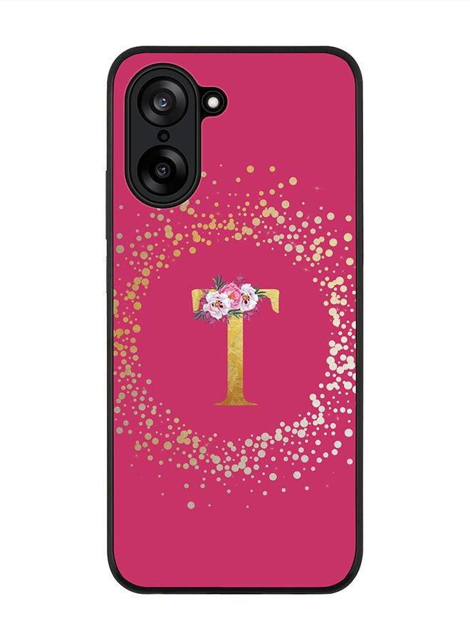 Stylizedd For OnePlus Nord CE5 / Ace 5 Racing Case,Slim fit Camera Protection, Shockproof Thin Phone cover  - Custom Monogram Floral - T ( Deep Pink )