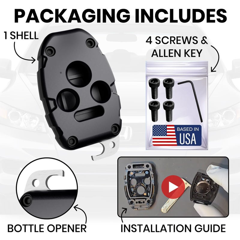 Dubbs Hardware USA-Made for Honda Key Fob Shell | Crack-Resistant & Durable | Seamless Fit | Enhanced Longevity & Functionality | Integrated Bottle Opener | Easy DIY Installation (Black, 4 Button) - Image 5