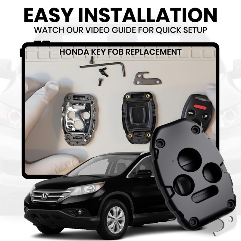 Dubbs Hardware USA-Made for Honda Key Fob Shell | Crack-Resistant & Durable | Seamless Fit | Enhanced Longevity & Functionality | Integrated Bottle Opener | Easy DIY Installation (Black, 4 Button) - Image 4