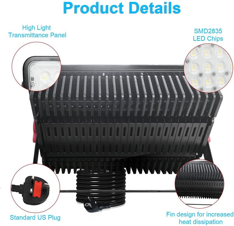 Indmird 200W LED Flood Light Outdoor, 20000ML Led Floodlight IP66 Waterproof Floodlights 6500K Daylight White Led Stadium Lights Spot Light for Yard, Garden, Playground, Lawn, Garages,Basketball Court - Image 5