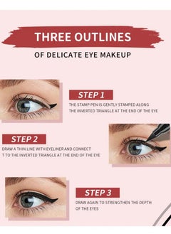 QIC 2 In 1 Seal Eyeliner Pencil Double Headed Seal Eyeliner Triangle Stamp Eyeliner Pen Long lasting Waterproof Eyes Make with Eyeliner Pencil Makeup Eye Liner Liquid Tool Blue 03  - Image 3
