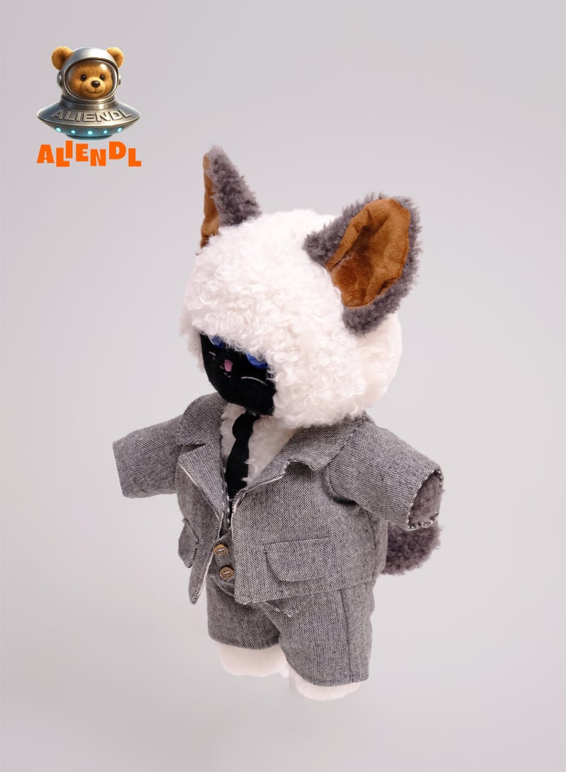ALIENDL Mellow Cat – Plush Cat Stuffed Animal Toy for Baby Kids, Soft Cute Cat Outfit Doll Gift Set with Removable Clothes & Pouch, Stylish Gift for Kids, Girls, Friends & Couples - Image 2