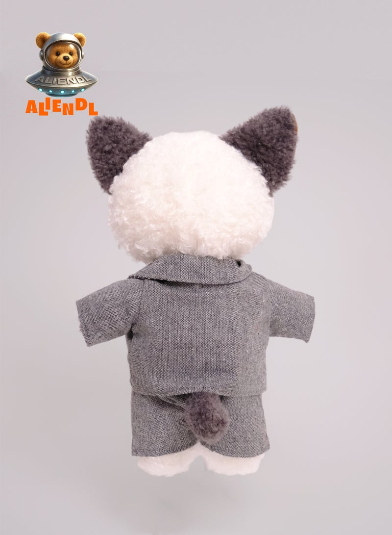 ALIENDL Mellow Cat – Plush Cat Stuffed Animal Toy for Baby Kids, Soft Cute Cat Outfit Doll Gift Set with Removable Clothes & Pouch, Stylish Gift for Kids, Girls, Friends & Couples - Image 4