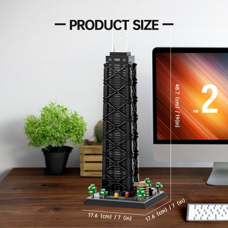 CSNRHG John Hancock Center Chicago Architecture Model Building Blocks Sets The Office Landmarks Skyline Set Toys Collection for Kids Adults 1284Pcs - Image 2