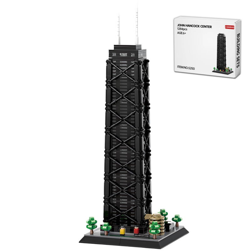 CSNRHG John Hancock Center Chicago Architecture Model Building Blocks Sets The Office Landmarks Skyline Set Toys Collection for Kids Adults 1284Pcs - Image 1