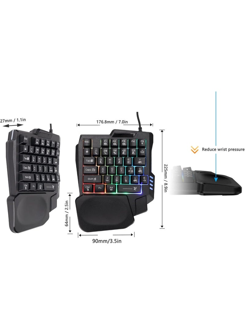 Mini Gaming Keypad - 35 Keys One-Handed Gaming Keyboard - USB Wired Backlight PC Accessory - Durable & Anti-Slip - Image 4