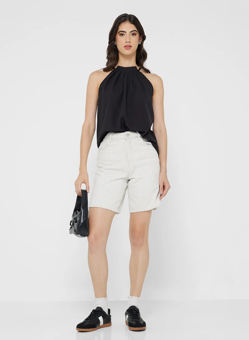 Ginger Halter Neck Gather Detail Top