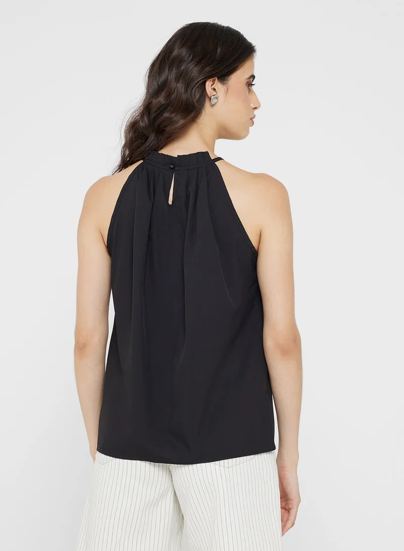 Ginger Halter Neck Gather Detail Top