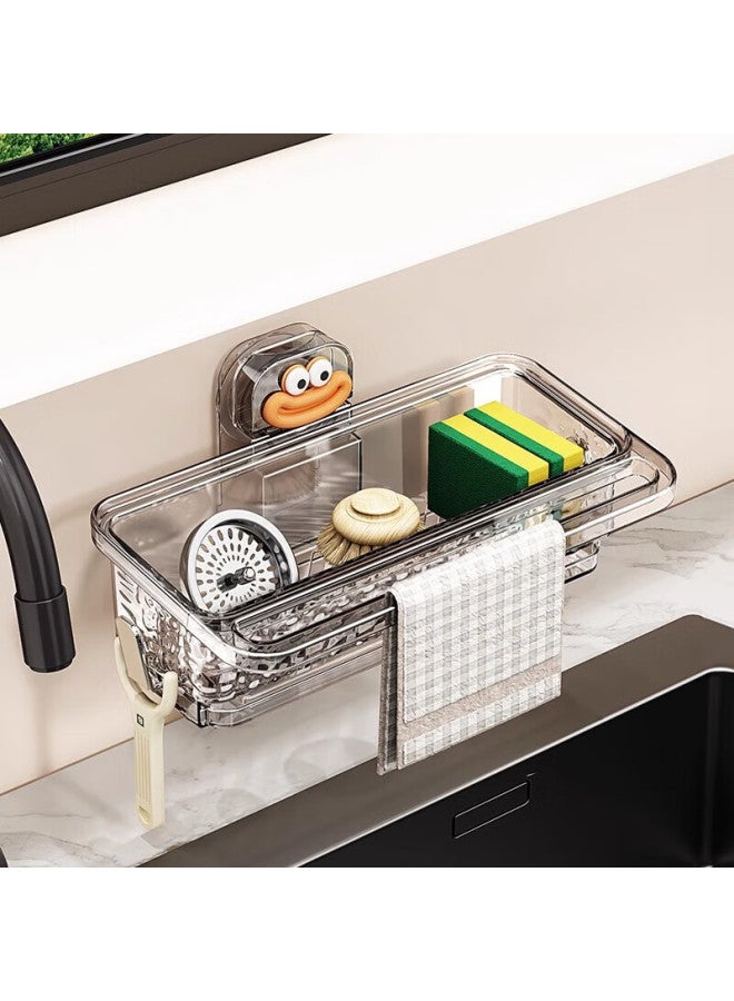 Muya Suction Cup Cloth Storage Rack, Kitchen Multifunctional Sink Draining Rack, No Drilling Required, Dish Towel Wall-Mounted Storage Rack