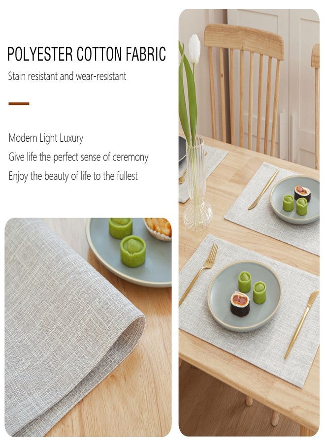wutup Linen Placemats Set of 4-12“ x 18”-Easy Clean Placemats and Table Mats,Heat-Resistant and Non Slip Dining Placemats,Suitable for Indoor and Outdoor,Durable Rectangular Linen Table Mats (4, Off White) - Image 3