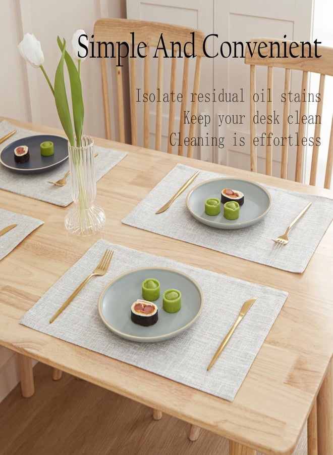 wutup Linen Placemats Set of 4-12“ x 18”-Easy Clean Placemats and Table Mats,Heat-Resistant and Non Slip Dining Placemats,Suitable for Indoor and Outdoor,Durable Rectangular Linen Table Mats (4, Off White) - Image 2
