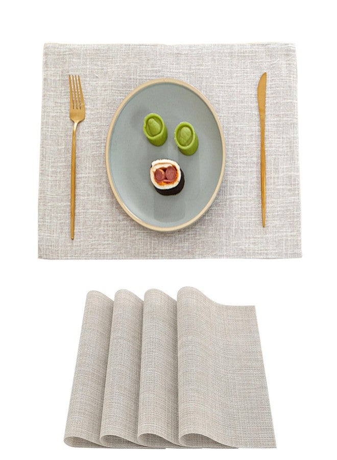 wutup Linen Placemats Set of 4-12“ x 18”-Easy Clean Placemats and Table Mats,Heat-Resistant and Non Slip Dining Placemats,Suitable for Indoor and Outdoor,Durable Rectangular Linen Table Mats (4, Off White) - Image 1