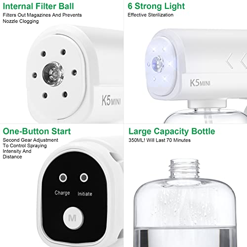 Kittmip 2 Pack Rechargeable Atomizer Sprayer Gun Handheld Nano Spray Cordless Disinfectant Steam Large Capacity Electric Fogger Machine Disinfection for Car School Home Hotel - Image 4