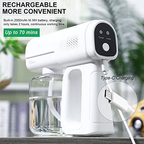 Kittmip 2 Pack Rechargeable Atomizer Sprayer Gun Handheld Nano Spray Cordless Disinfectant Steam Large Capacity Electric Fogger Machine Disinfection for Car School Home Hotel - Image 5