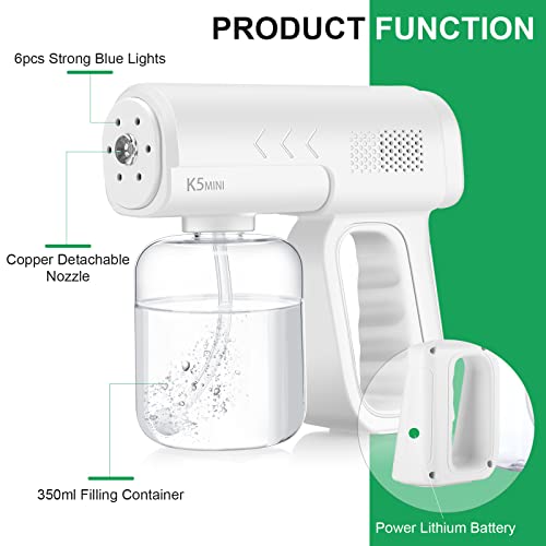 Kittmip 2 Pack Rechargeable Atomizer Sprayer Gun Handheld Nano Spray Cordless Disinfectant Steam Large Capacity Electric Fogger Machine Disinfection for Car School Home Hotel - Image 3