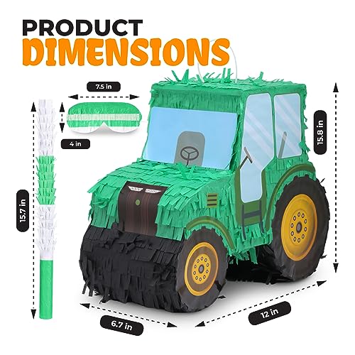 Birchio Pinatas Bundle with a Blindfold and Bat158 x 67 x 12 Inches Tractor Pinatas Kids Excavator Pinatas for Construction Birthday Parties Boys Birthday Party Supplies - Image 5