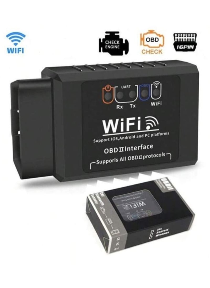 يوكا  أداة تشخيص وفحص السيارات تعمل من خلال لاسلكي Obd2-OBDii Elm327 Wi-Fi لعمل اختبار دون الحاجة لخبير السيارات لكشف الأخطاء ومسح علامة الماكينة  - Image 2