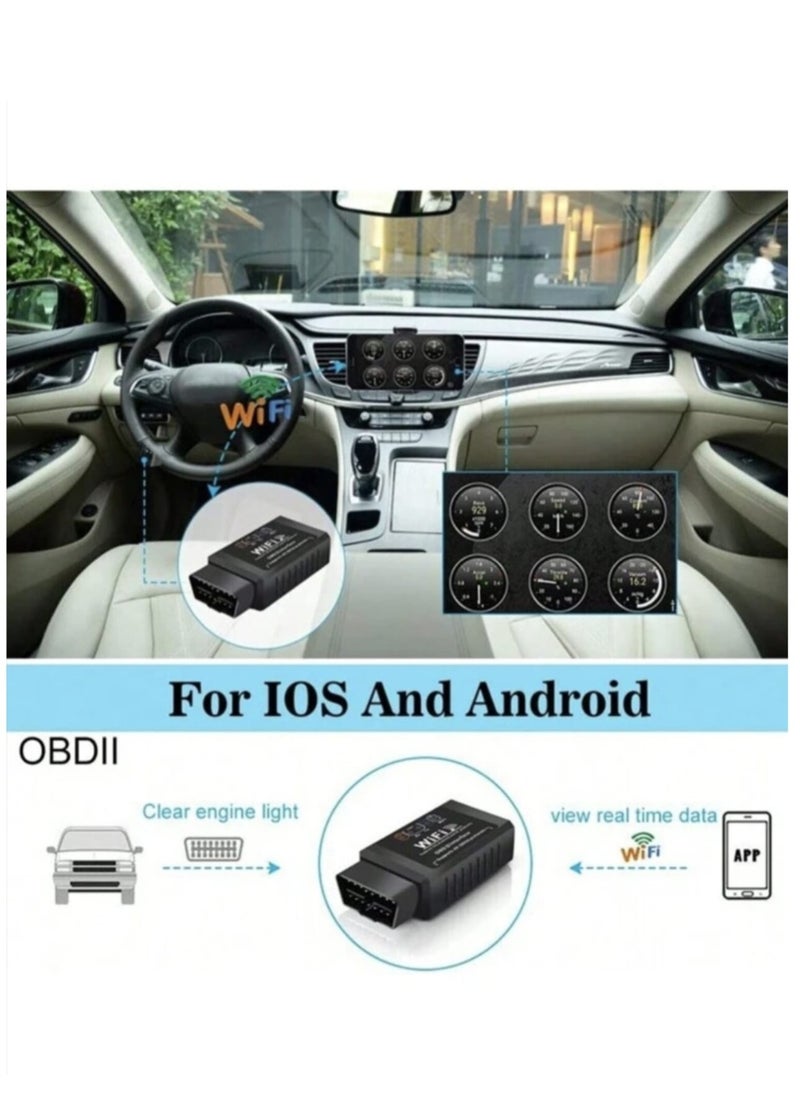 يوكا  أداة تشخيص وفحص السيارات تعمل من خلال لاسلكي Obd2-OBDii Elm327 Wi-Fi لعمل اختبار دون الحاجة لخبير السيارات لكشف الأخطاء ومسح علامة الماكينة  - Image 5