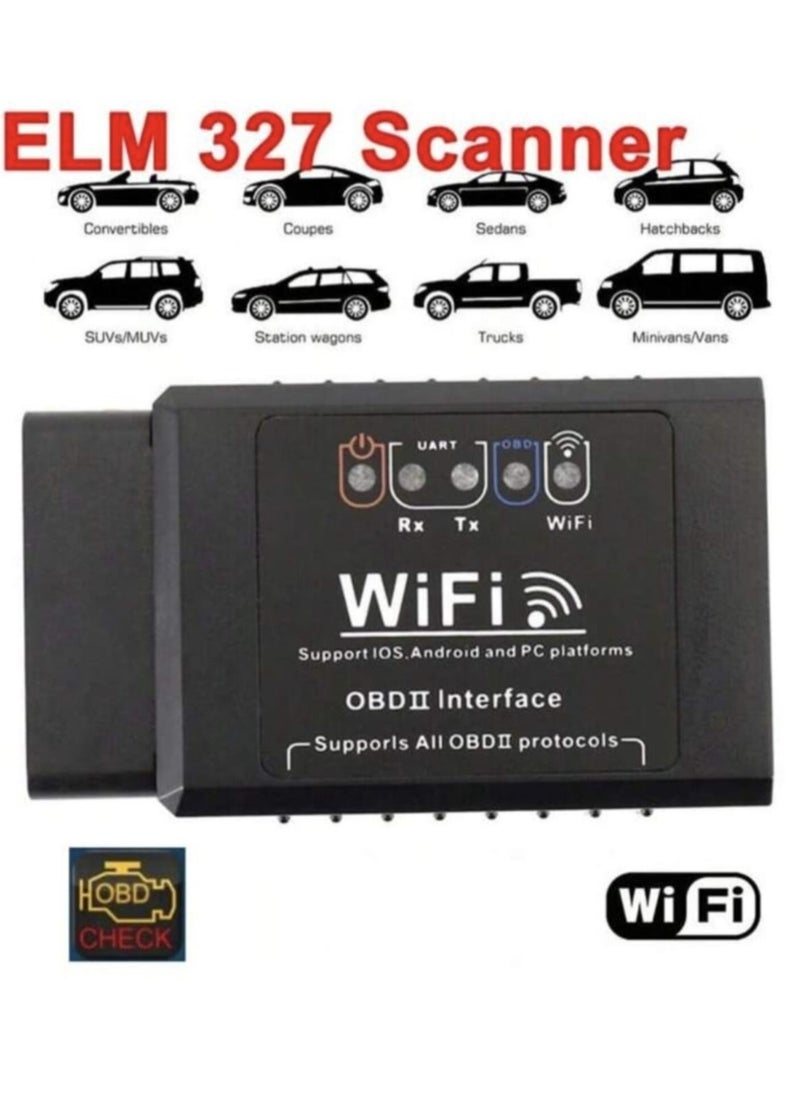 يوكا  أداة تشخيص وفحص السيارات تعمل من خلال لاسلكي Obd2-OBDii Elm327 Wi-Fi لعمل اختبار دون الحاجة لخبير السيارات لكشف الأخطاء ومسح علامة الماكينة  - Image 4