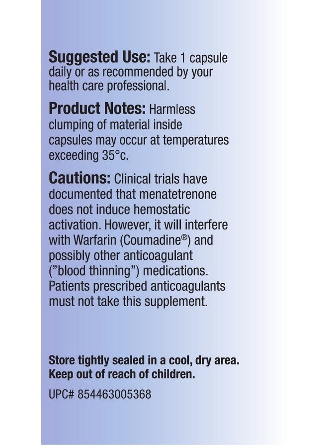 Relentless Improvement Vitamin K2 MK4 Plus MK7 Vegan Naturally-Derived Vege-Caps 90 Count - Image 2