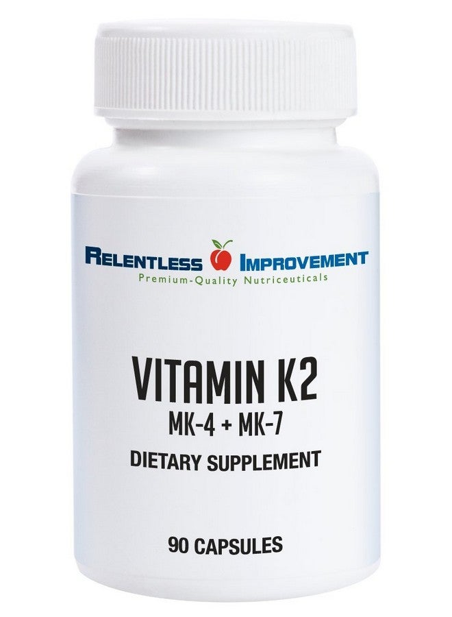 Relentless Improvement Vitamin K2 MK4 Plus MK7 Vegan Naturally-Derived Vege-Caps 90 Count - Image 1