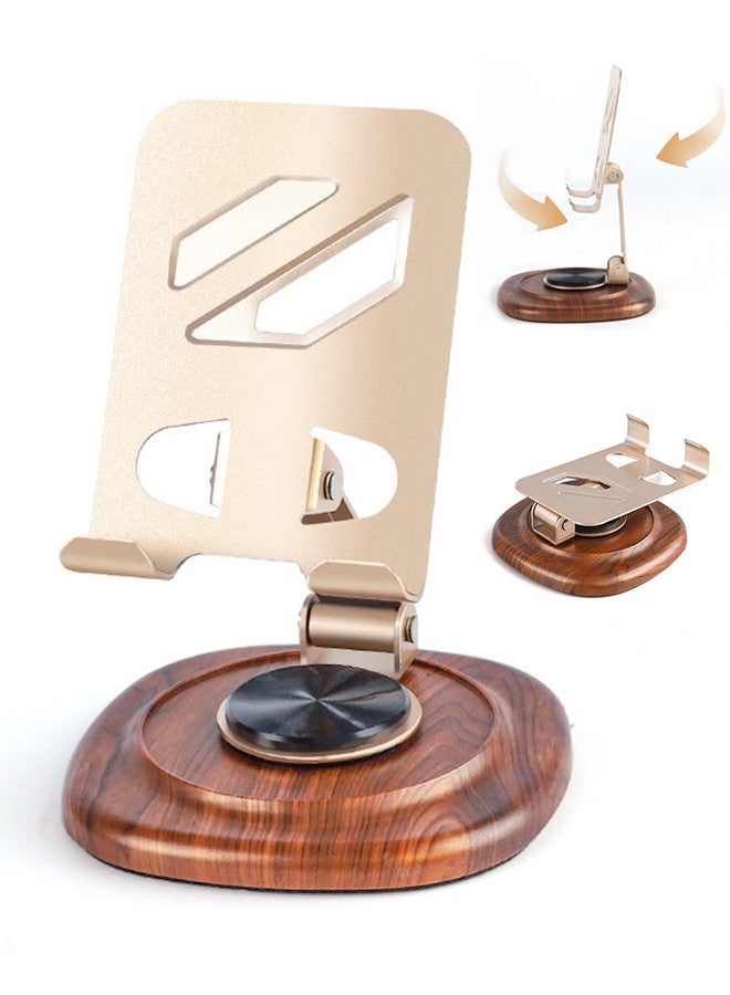360° Rotating Mobile Phone & Tablet Stand – Universal Adjustable Holder with Stable Rotary Lock, Durable Aluminum Alloy Build, Non-Slip Base, 1000g Load Capacity – Compact & Portable for 4–12 Inch Devices-Gold - Image 1