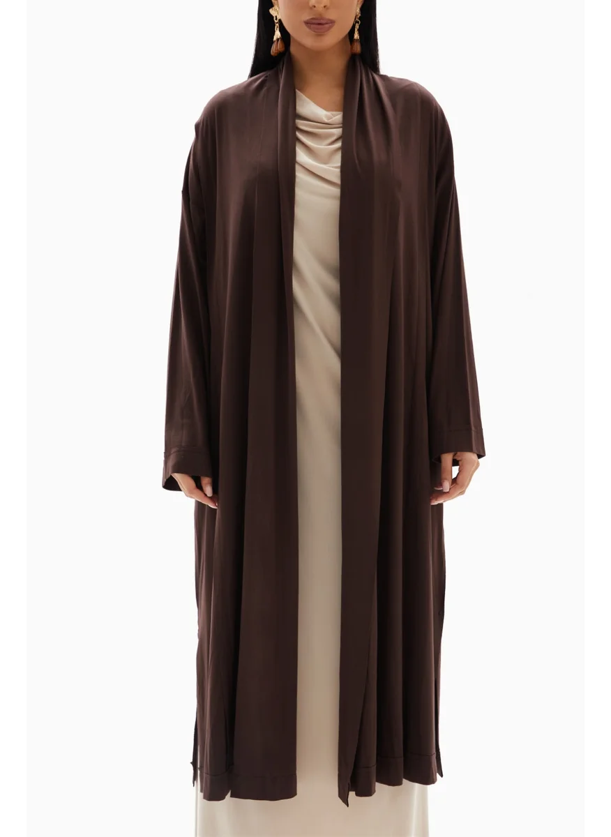 وي كرييت Brown Plain Kimono By WECRE8