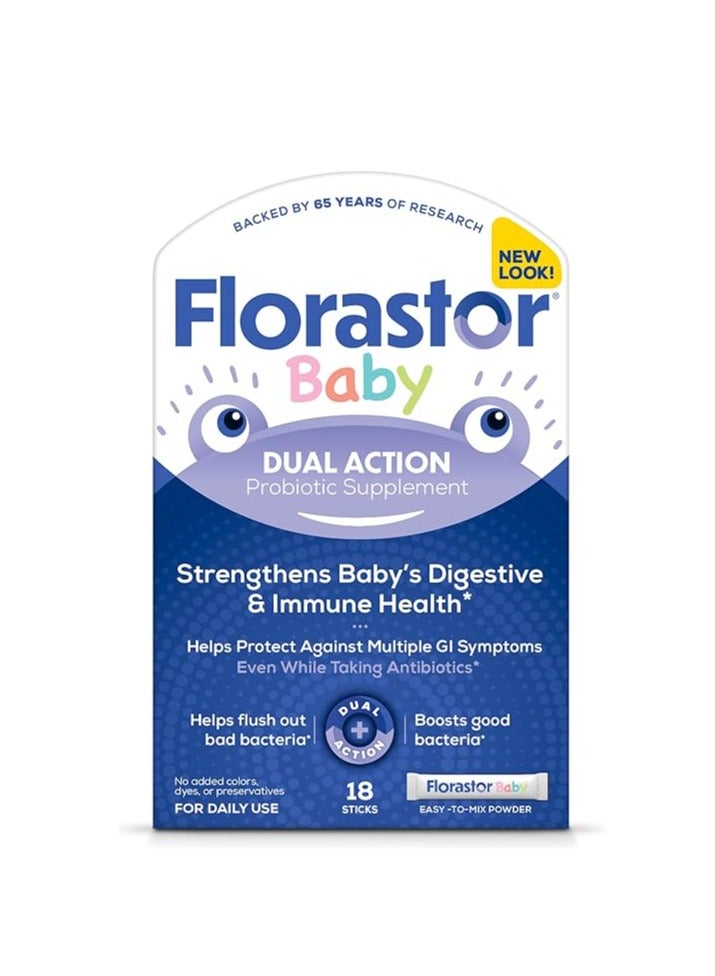 Florastor Baby Daily Probiotic Supplement Powder Mixes with Milk 18 Powder Sticks