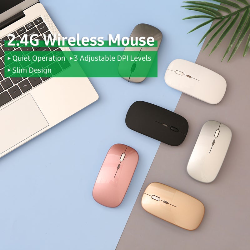 Wireless Mouse: Rose Gold, 2.4Ghz USB Receiver, Quiet Operation - 3 Adjustable DPI Levels, Ergonomic Slim Design for Home Office and Daily Computer Use - Image 5