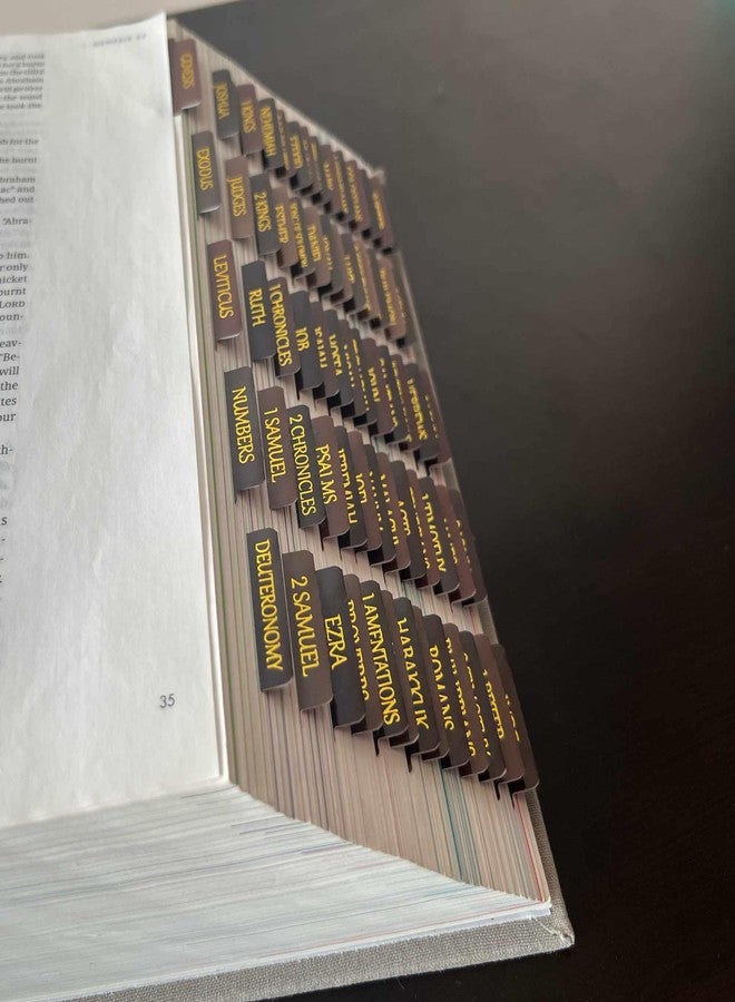 Thinkor Reposition Laminated Bible Tabs, Large Print Stickers, Easy to Read & Apply Bible Tabs for Women & Man (Gold Earthy Brown) - Image 3