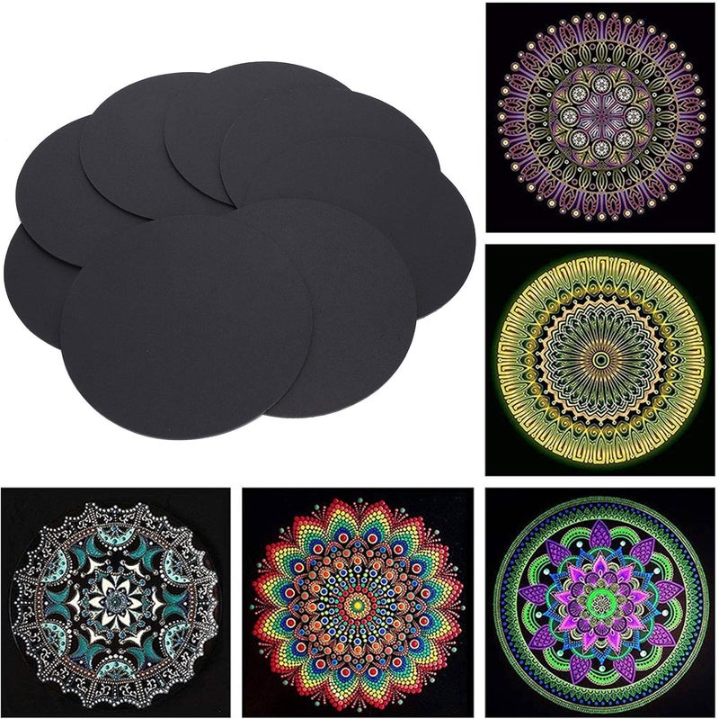Aramox 8Pcs Thicken Cardboard, Hand Painted Round Black Craft Paperboard with Good Cutting for School Projects Parties and Home Decoration - Image 4