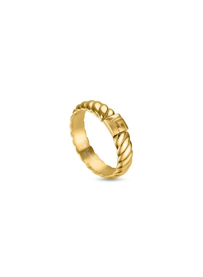غاي لاروش Eleonore Yellow Gold Plated Stainless Steel Ring for Women, 54