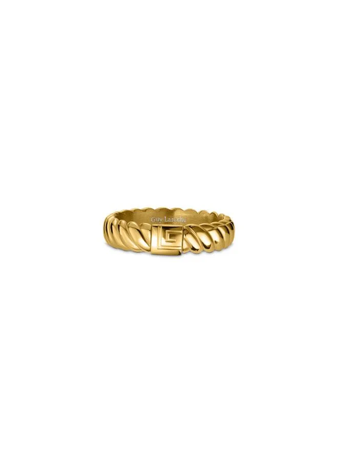 غاي لاروش Eleonore Yellow Gold Plated Stainless Steel Ring for Women, 54