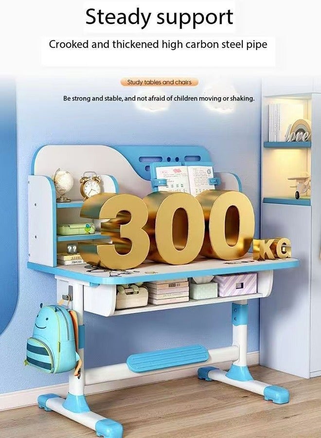 JCB CHIC طقم مكتب وكرسي أطفال منزلي للأطفال، طقم كرسي مكتب دراسة للأطفال قابل لتعديل الارتفاع، طاولة مكتب كتابة للطلبة مع درج للكتب، كرسي مكتب طاولة تعليمية مريح للطلبة للبنات والأولاد - Image 4