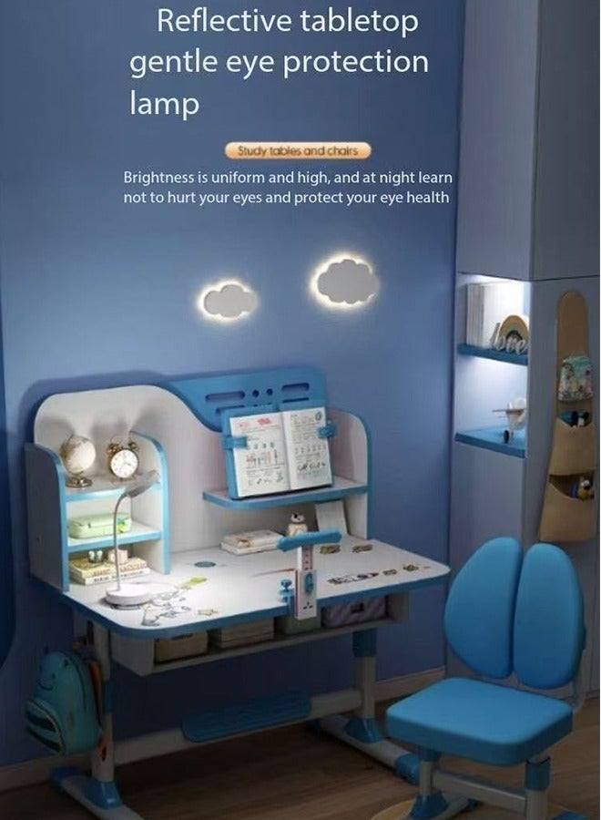 JCB CHIC طقم مكتب وكرسي أطفال منزلي للأطفال، طقم كرسي مكتب دراسة للأطفال قابل لتعديل الارتفاع، طاولة مكتب كتابة للطلبة مع درج للكتب، كرسي مكتب طاولة تعليمية مريح للطلبة للبنات والأولاد - Image 5