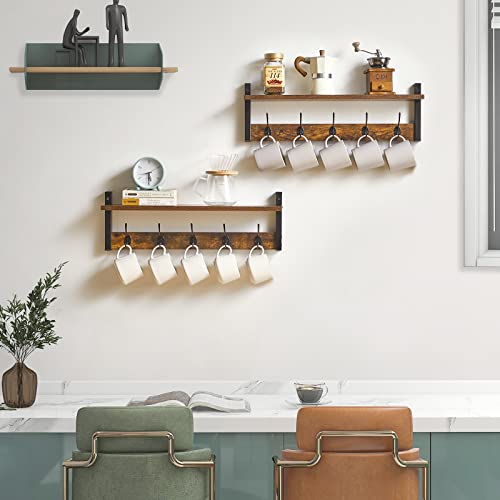 YMYNY Coat Rack Wall Mount with Shelf, 2 Pack 23.6" Coat Hooks Coat Hanger Wall Mount, Wall Hooks for Hanging, Hat Rack for Wall, Towel Hooks for Bathrooms, Rustic Brown UHWS004H-2 - Image 4