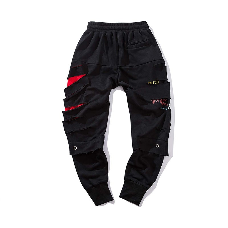 Niepce Inc Ripped Men's Streetwear Punk Jogger Pants (Medium) Black - Image 5